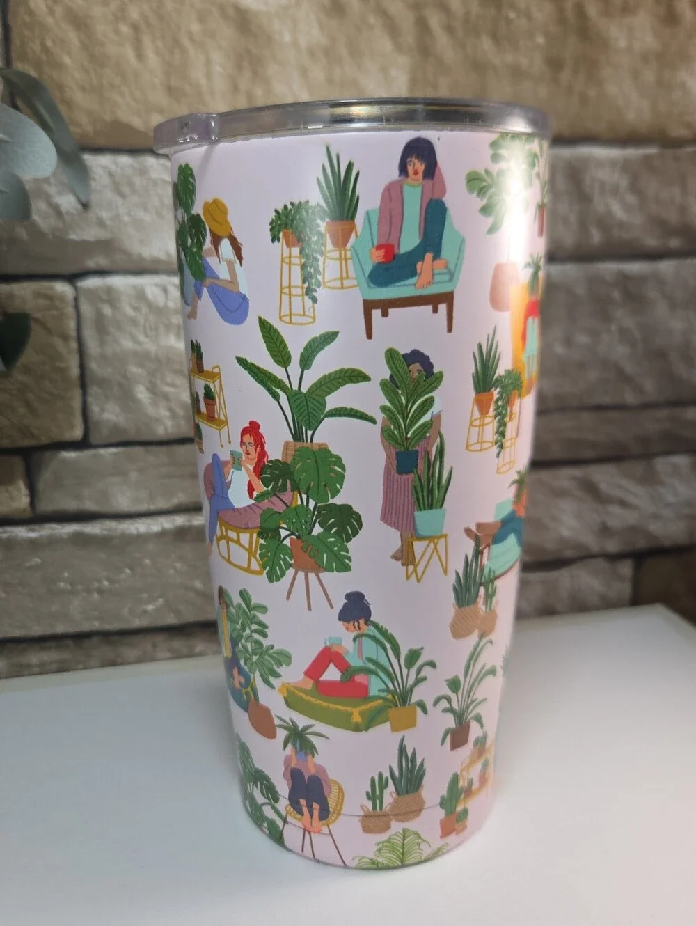 CRAZY PLANT LADY-Double Walled Stainless Women & Houseplants Tumbler Travel Lid